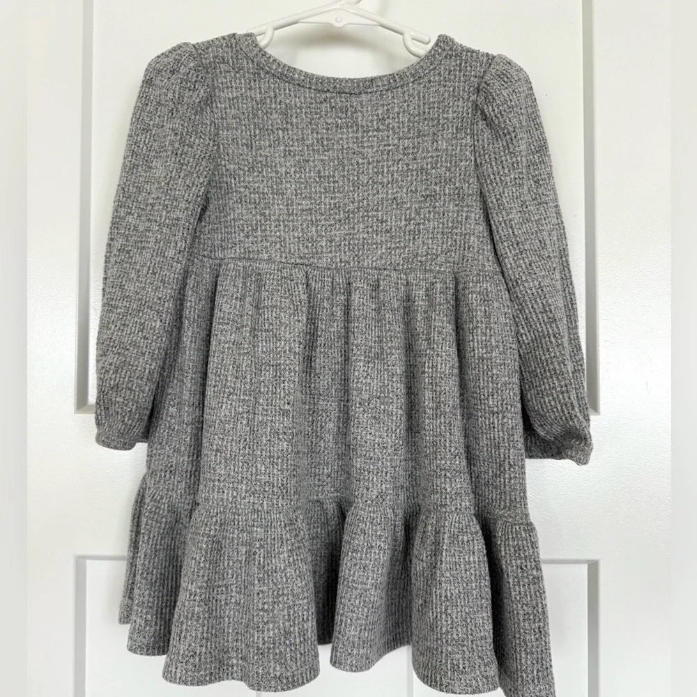 Cat & Jack Toddler Girl Waffle Knit Dress | Size 2T | Gray Long Sleeve Tiered